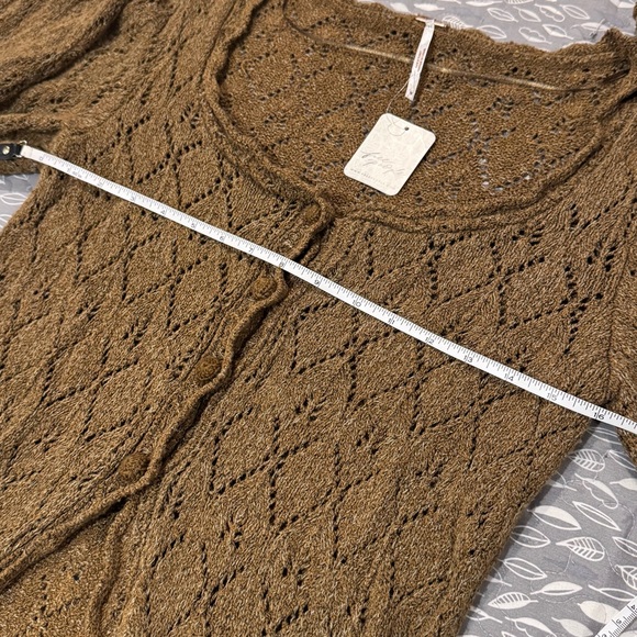 FREE PEOPLE Brown Open-Knit Cardigan Sweater, size Medium - Picture 12 of 14